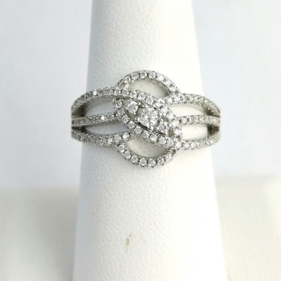 NEW sterling silver cz band cocktail ring size 7 - Picture 1 of 6
